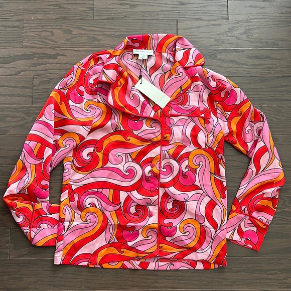 Never Fully Dressed Other - Never Fully Dressed pink swirl satin pj top size small